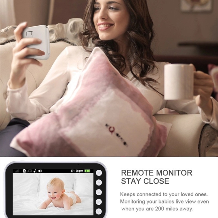 ABM100 Cámara de seguridad de 360 grados con monitor de bebé de visión nocturna en color de video inalámbrico de 4.3 pulgadas (enchufe de EE. UU.) - B3