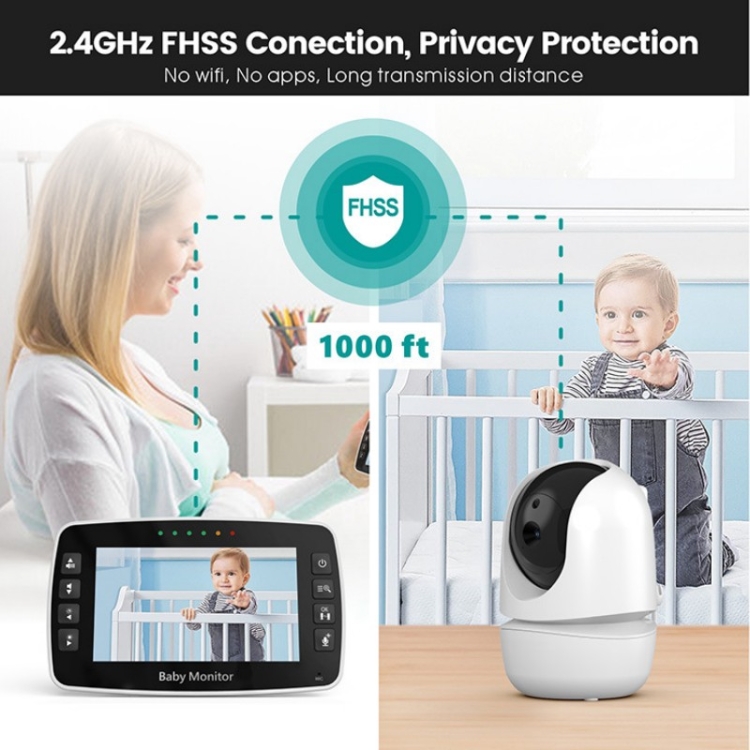 SM43A Cámara con monitor de bebé con zoom inteligente y visión nocturna con pantalla a color de 4,3 pulgadas (enchufe de la UE) - B3