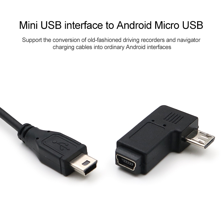 Adattatore da 90 gradi da mini USB femmina a micro USB maschio