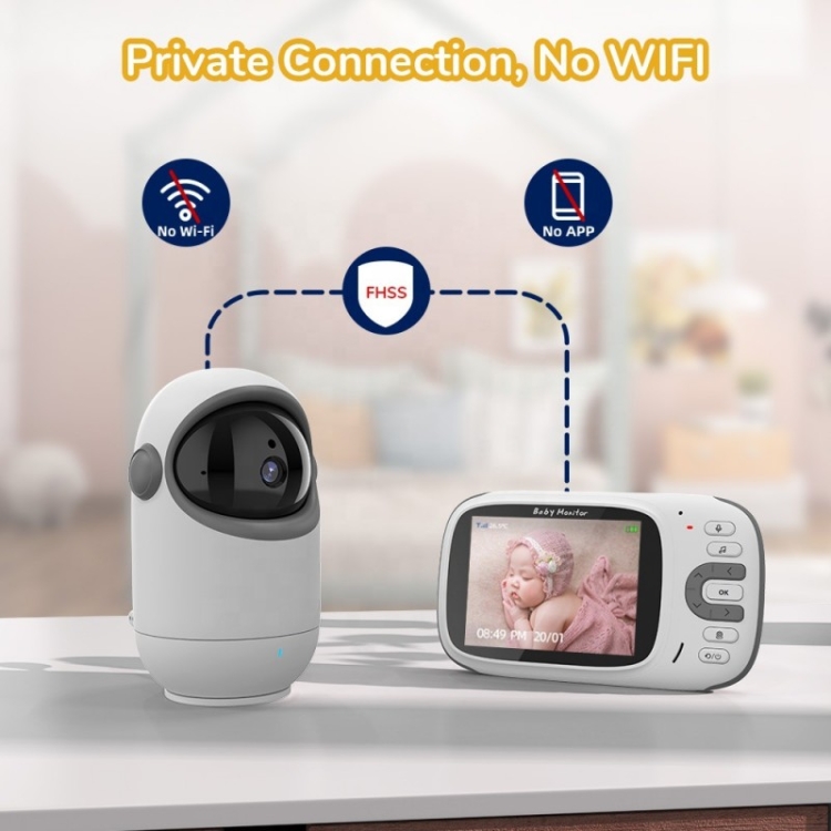 VB802 Cámara giratoria de video digital inalámbrica con monitor de bebé de 3,2 pulgadas (enchufe AU) - B3