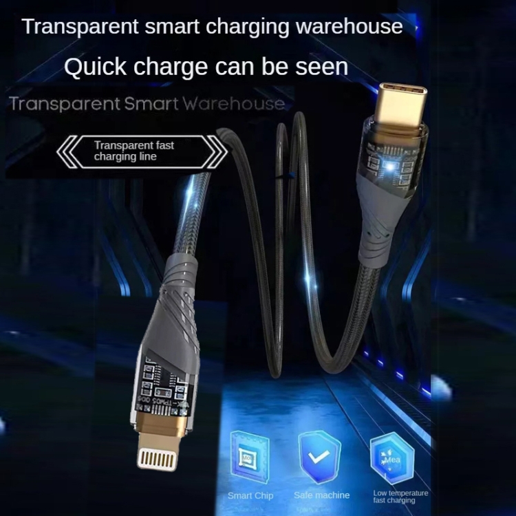 2pcs PD30W USB-C / Type-C to 8 Pin Transparent 3A Fast Charging Data Cable, Length: 1m(Green) 2pcs PD30W USB-C / Type-C to 8 Pin Transparent 3A Fast Charging Data Cable, Length: 1m(Green)