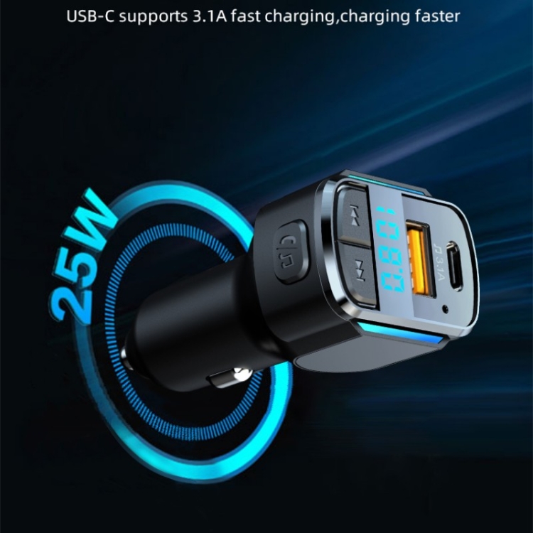 C34 Car Bluetooth 5.0 Chargeur Transmetteur FM Allume-cigare Lecteur de  musique MP3
