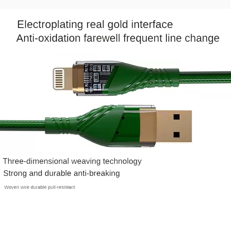 2pcs 2.4A USB to 8 Pin Transparent Fast Charging Data Cable, Length: 1m(Grey) 2pcs 2.4A USB to 8 Pin Transparent Fast Charging Data Cable, Length: 1m(Grey)