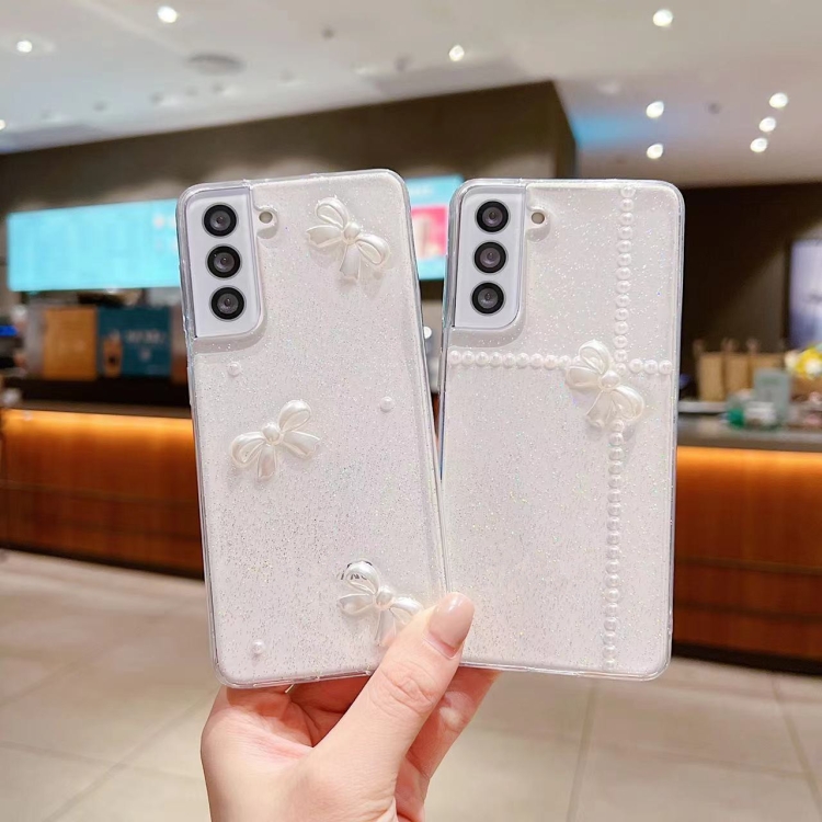 For Samsung Galaxy S23+ 5G Pearl Bow Glitter Epoxy TPU Phone Case(Three Knots)