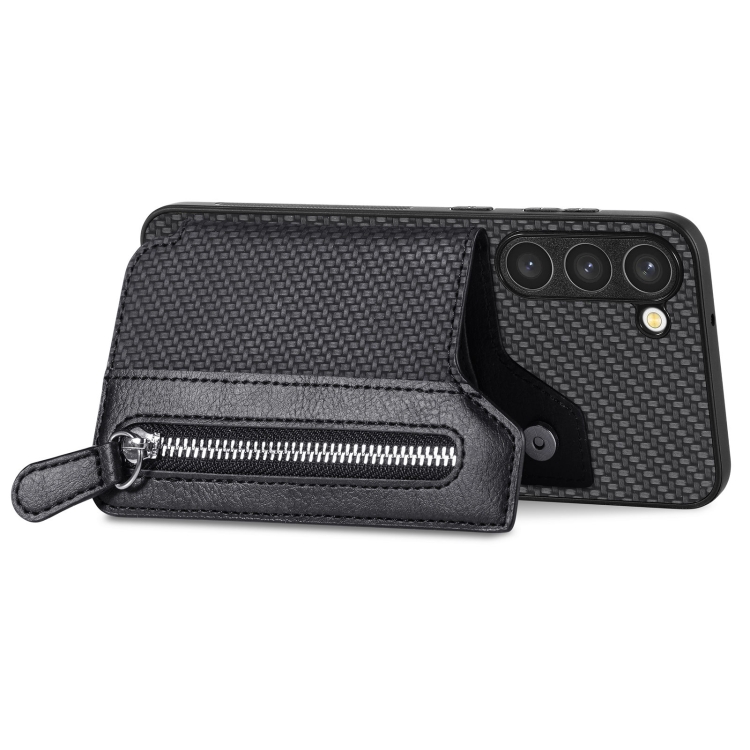 For Samsung Galaxy S23+ 5G Carbon Fiber Flip Zipper Wallet Phone Case(Black) For Samsung Galaxy S23+ 5G Carbon Fiber Flip Zipper Wallet Phone Case(Black)