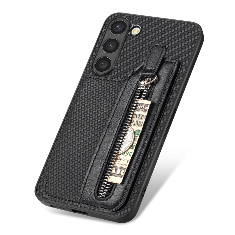 For Samsung Galaxy S23+ 5G Carbon Fiber Flip Zipper Wallet Phone Case(Black) For Samsung Galaxy S23+ 5G Carbon Fiber Flip Zipper Wallet Phone Case(Black)