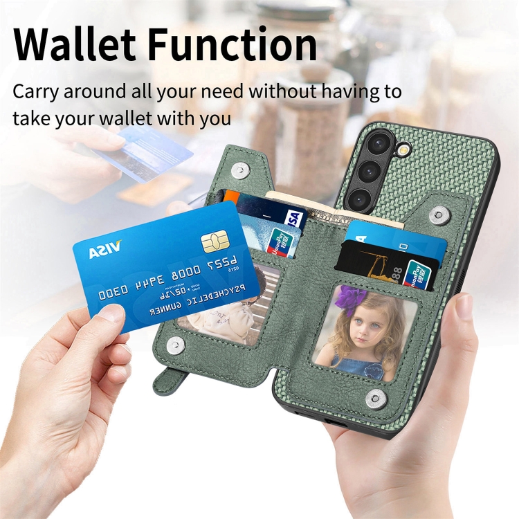 For Samsung Galaxy S23+ 5G Carbon Fiber Flip Zipper Wallet Phone Case(Black) For Samsung Galaxy S23+ 5G Carbon Fiber Flip Zipper Wallet Phone Case(Black)