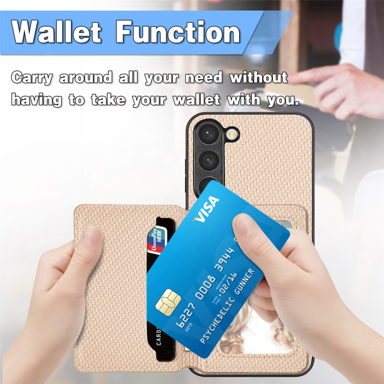 For Samsung Galaxy S23+ 5G Carbon Fiber Magnetic Card Bag Phone Case(Black) For Samsung Galaxy S23+ 5G Carbon Fiber Magnetic Card Bag Phone Case(Black)