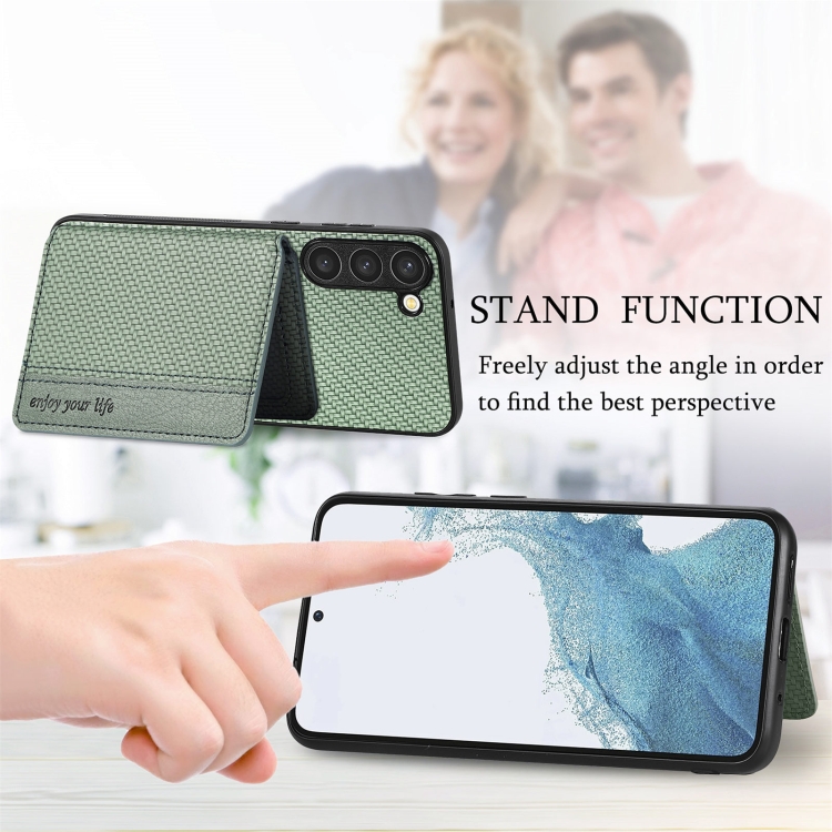 For Samsung Galaxy S23+ 5G Carbon Fiber Magnetic Card Bag Phone Case(Black) For Samsung Galaxy S23+ 5G Carbon Fiber Magnetic Card Bag Phone Case(Black)