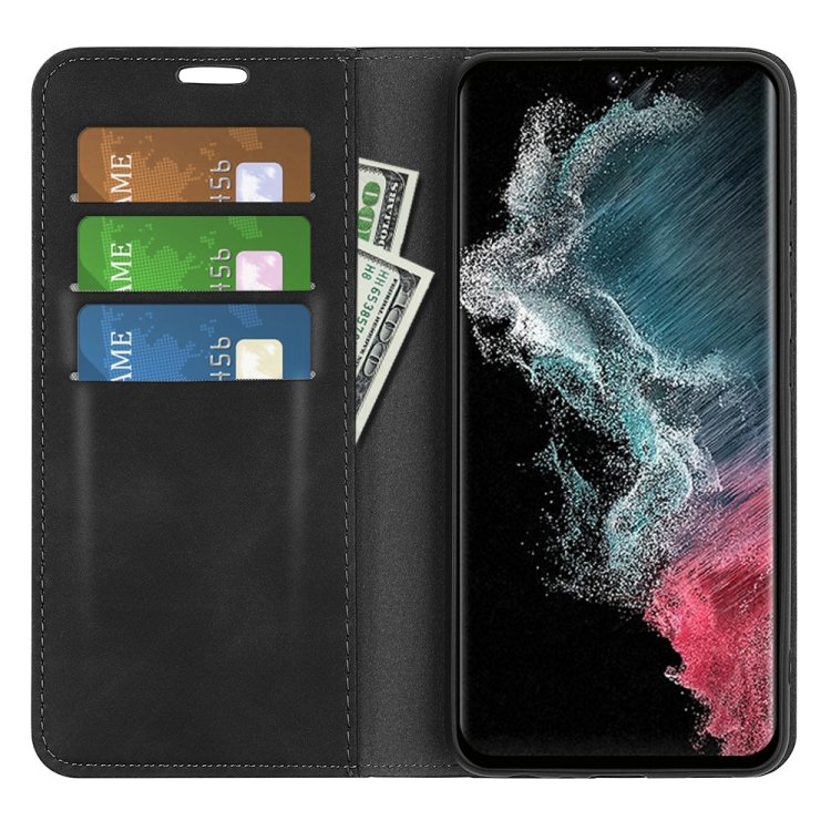 For Samsung Galaxy S23 Ultra 5G Retro-skin Magnetic Suction Leather Phone Case(Black) For Samsung Galaxy S23 Ultra 5G Retro-skin Magnetic Suction Leather Phone Case(Black)