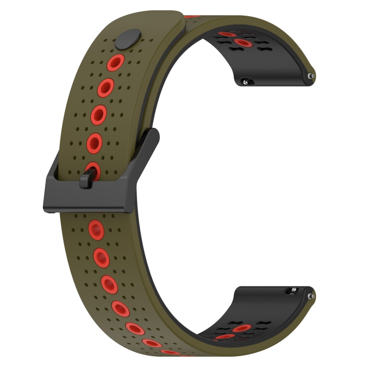 For Samsung Gear S3 Classic 22mm Tricolor Breathable Silicone Watch Band Army Green Red