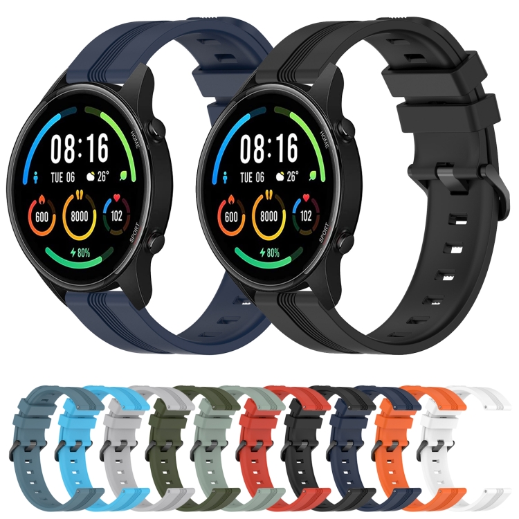 สำหรับ Xiaomi MI Watch Color 22mm สายนาฬิกาซิลิโคนลายเว้า (สีเขียว