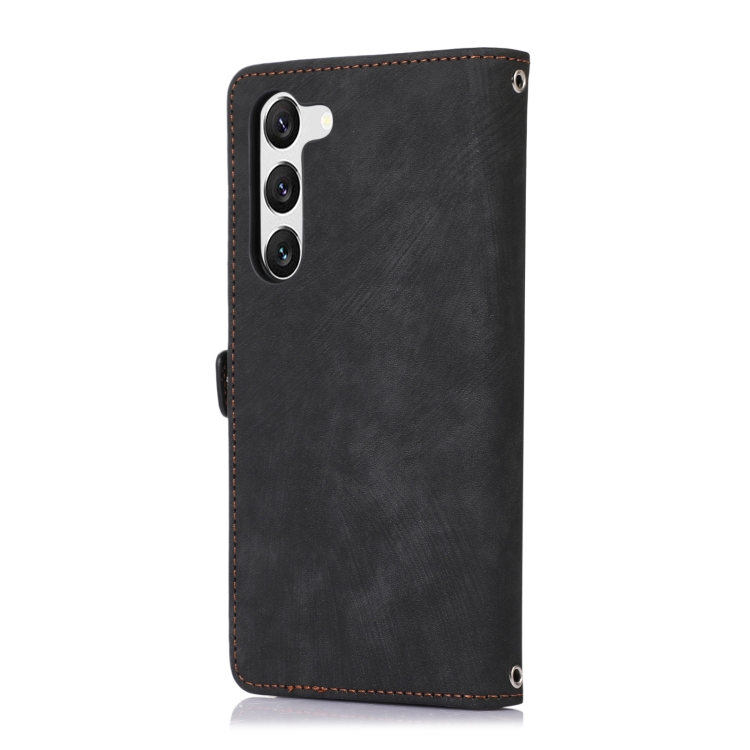 For Samsung Galaxy S23 5G Zipper Card Slot Buckle Wallet Leather Phone Case(Black) For Samsung Galaxy S23 5G Zipper Card Slot Buckle Wallet Leather Phone Case(Black)