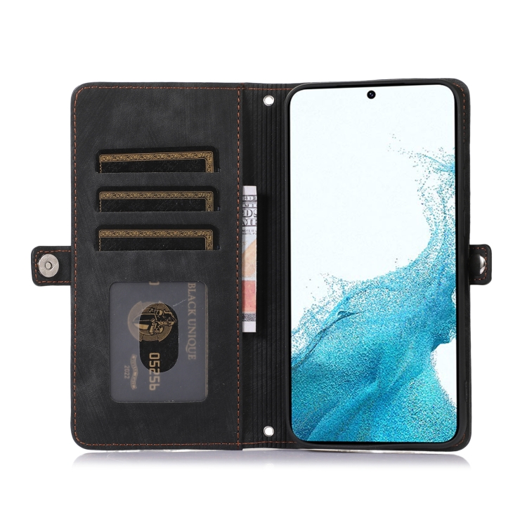 For Samsung Galaxy S23 5G Zipper Card Slot Buckle Wallet Leather Phone Case(Black) For Samsung Galaxy S23 5G Zipper Card Slot Buckle Wallet Leather Phone Case(Black)