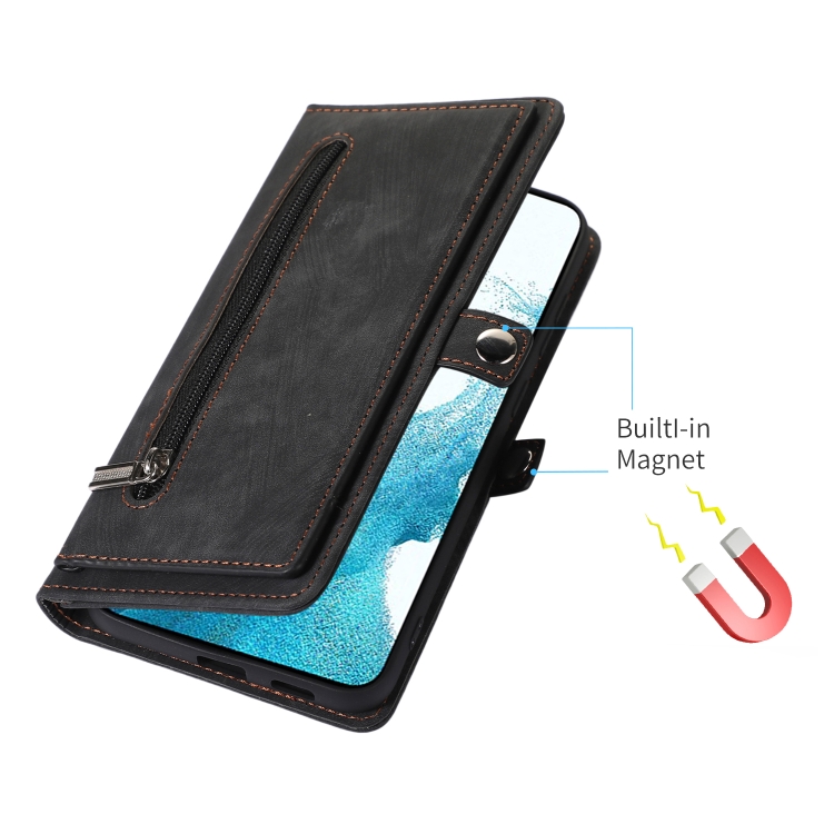 For Samsung Galaxy S23 5G Zipper Card Slot Buckle Wallet Leather Phone Case(Black) For Samsung Galaxy S23 5G Zipper Card Slot Buckle Wallet Leather Phone Case(Black)