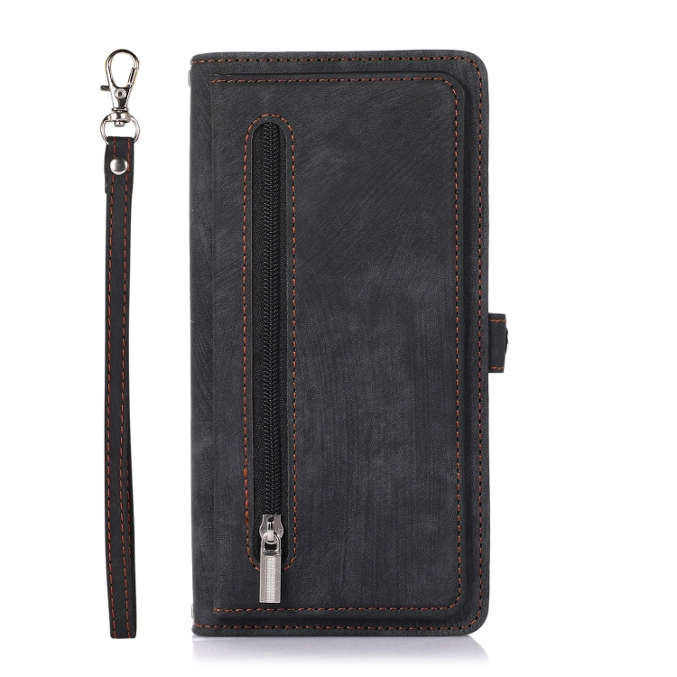 For Samsung Galaxy S23 Ultra 5G Zipper Card Slot Buckle Wallet Leather Phone Case(Black)