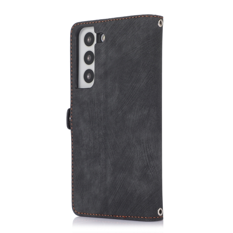 For Samsung Galaxy S22 5G Zipper Card Slot Buckle Wallet Leather Phone Case(Black) For Samsung Galaxy S22 5G Zipper Card Slot Buckle Wallet Leather Phone Case(Black)