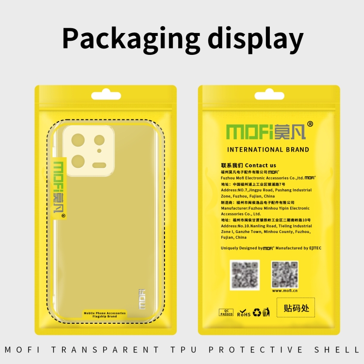 Para Xiaomi 13 Pro MOFI Ming Series Funda de teléfono TPU ultrafina  (transparente)