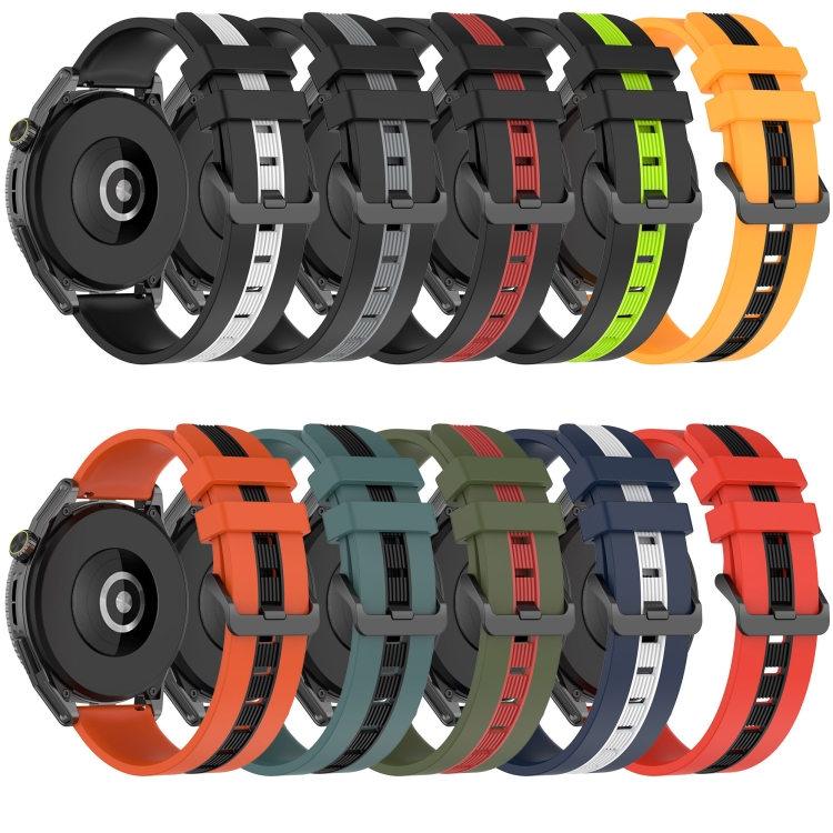 Per Amazfit GTS 2 Mini 20mm Cinturino in silicone bicolore verticale (nero  + rosso)