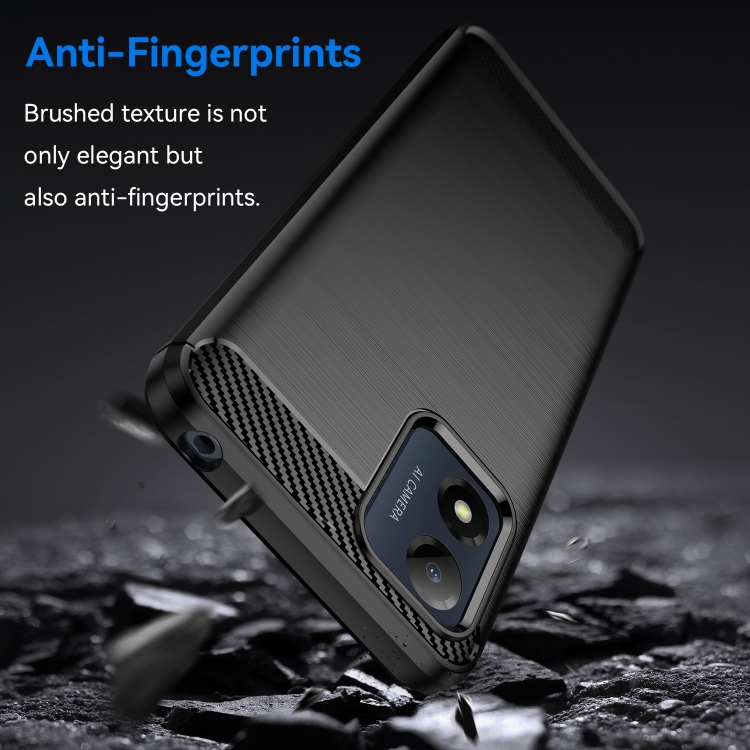 Para Motorola Moto E13 Funda de teléfono TPU de fibra de carbono con  textura cepillada (negro)