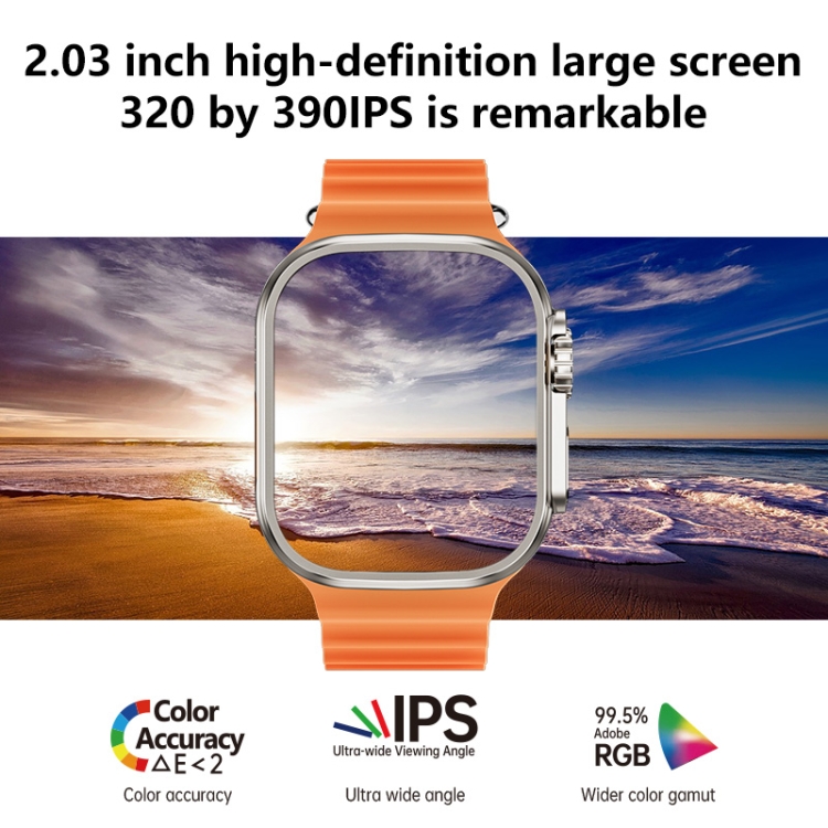 WS18 MAX ULTRA Akıllı Saat, 2.03 inç Renkli Ekran, Kalp Atışı İzleme / Kan Basıncı İzleme Özelliği (Altın) - B5