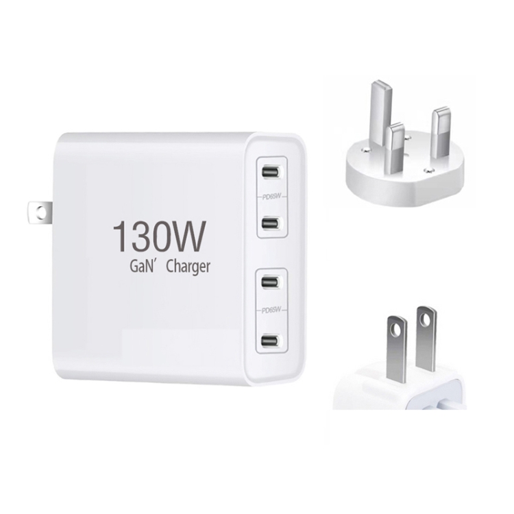 GaN 130W 4-Port USB-C PD65W / PD30W Multi Port Type-C Charger with 1.8m Type-C to MagSafe 2 / T Header Data Cable US / UK Plug GaN 130W 4-Port USB-C PD65W / PD30W Multi Port Type-C Charger with 1.8m Type-C to MagSafe 2 / T Header Data Cable US / UK Plug