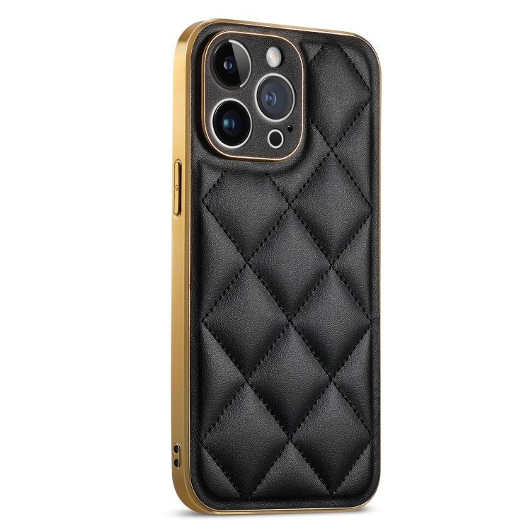 For iPhone 14 Pro Max Suteni Electroplated Big Diamond Grid