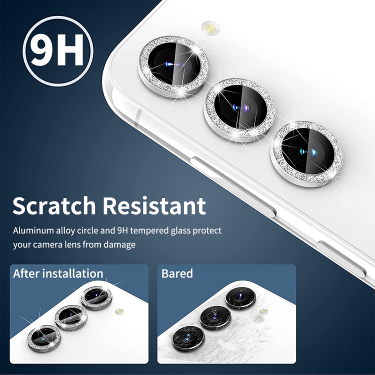 For Samsung Galaxy S23 5G / S23+ 5G ENKAY 9H Rear Camera Lens Glitter Aluminium Alloy Ring Tempered Glass Film(Pink) For Samsung Galaxy S23 5G / S23+ 5G ENKAY 9H Rear Camera Lens Glitter Aluminium Alloy Ring Tempered Glass Film(Pink)