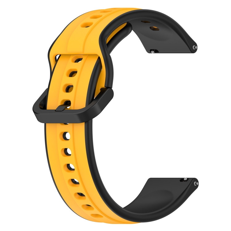 Para Garmin Forerunner 245 Correa de reloj de silicona de dos colores a  cuadros de 20 mm (amarillo + negro)