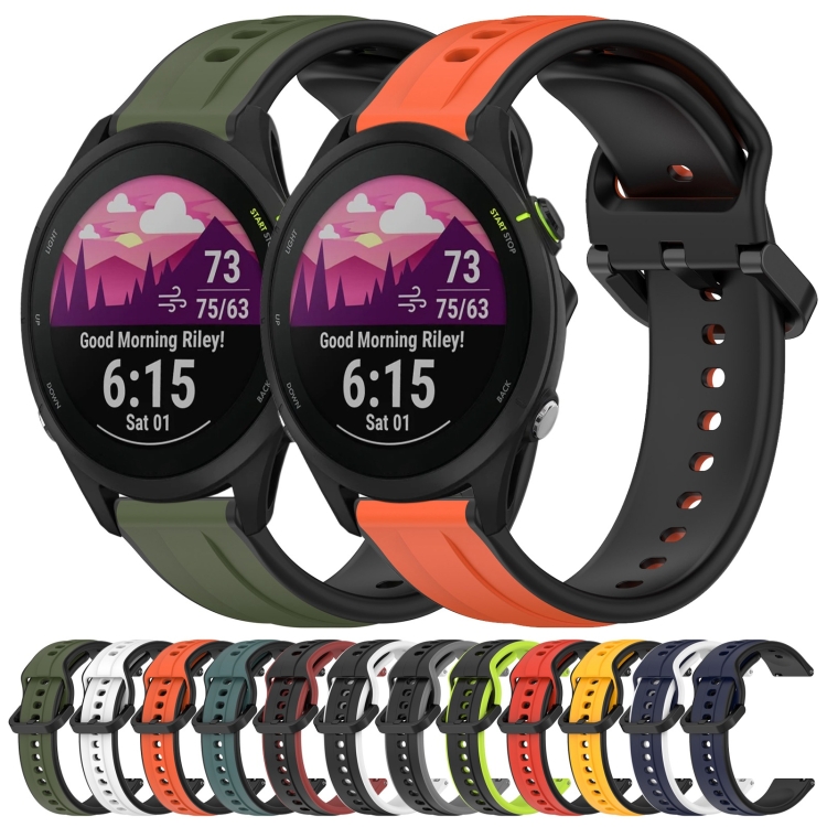 Para Garmin Forerunner 255 Correa de reloj de silicona de dos colores con  bucle convexo de