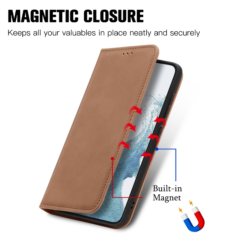 For Samsung Galaxy S23+ 5G Retro Skin Feel Magnetic Leather Phone Case(Brown) For Samsung Galaxy S23+ 5G Retro Skin Feel Magnetic Leather Phone Case(Brown)