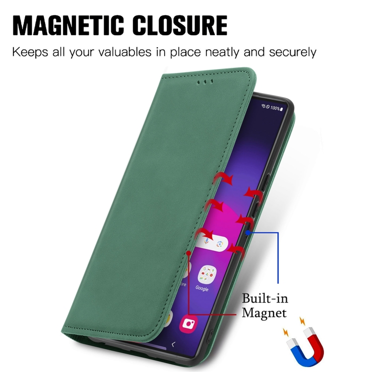 For Samsung Galaxy S24 Ultra 5G Retro Skin Feel Magnetic Leather Phone Case(Green)