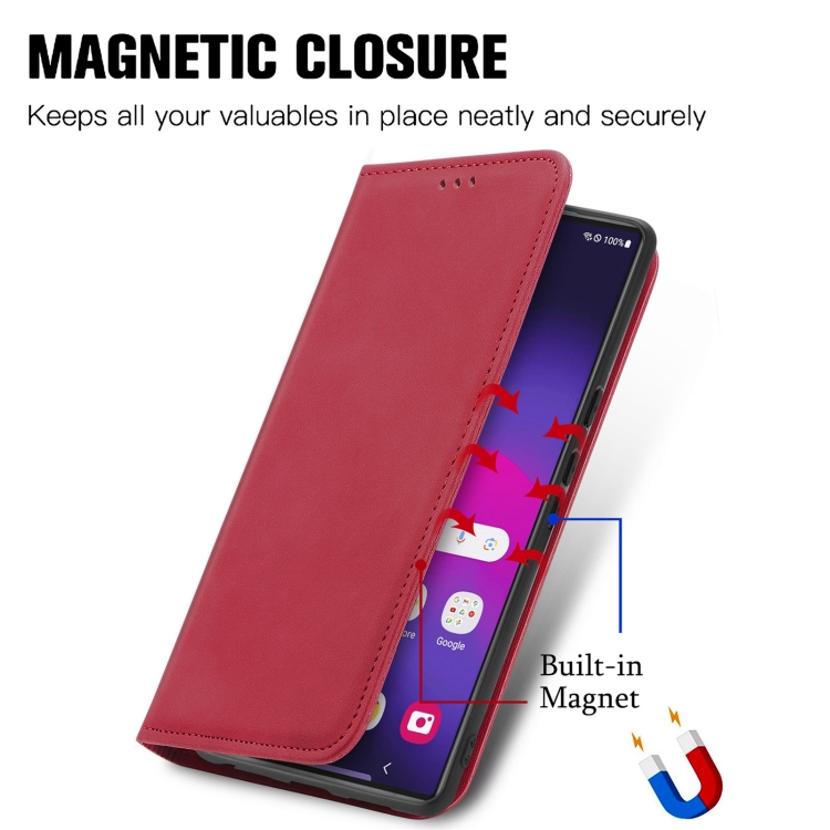 For Samsung Galaxy S24 Ultra 5G Retro Skin Feel Magnetic Leather Phone Case(Red)