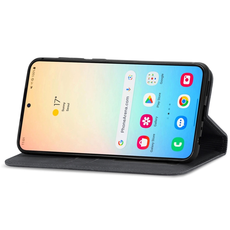 For Samsung Galaxy S25+ 5G Retro Skin Feel Magnetic Leather Phone Case(Black) For Samsung Galaxy S25+ 5G Retro Skin Feel Magnetic Leather Phone Case(Black)