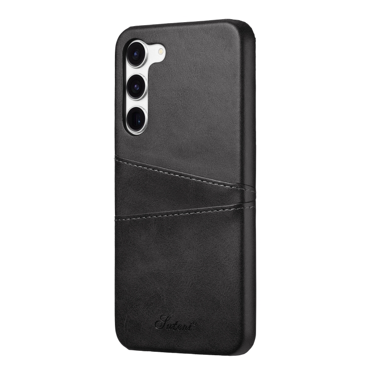 For Samsung Galaxy S23 5G teni Calf Texture Back Cover Phone Case with Card Slots(Black)