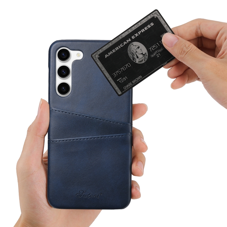 For Samsung Galaxy S24 Ultra 5G teni Calf Texture Back Cover Phone Case with Card Slots(Blue) For Samsung Galaxy S24 Ultra 5G teni Calf Texture Back Cover Phone Case with Card Slots(Blue)