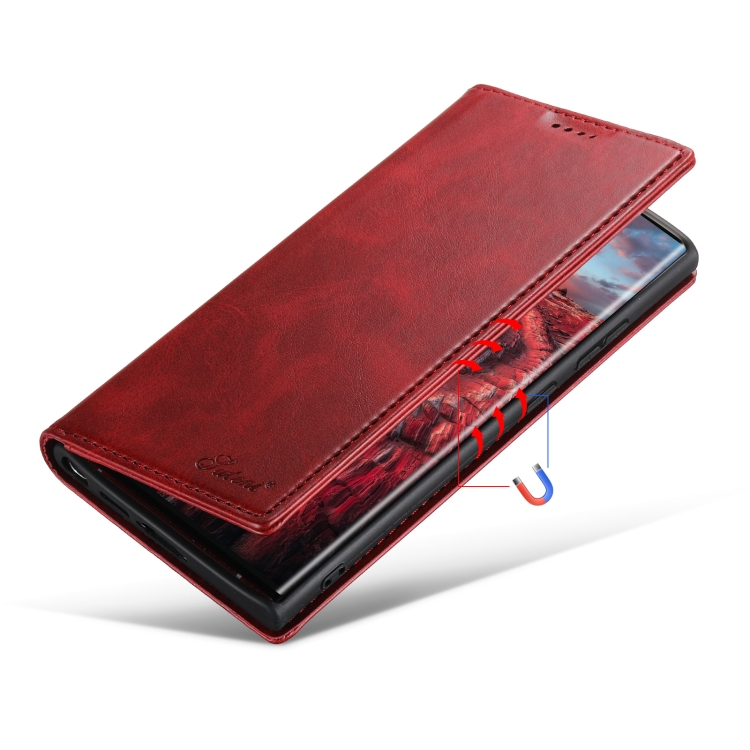 For Samsung Galaxy S23 Ultra 5G Suteni Calf Texture Horizontal Flip Leather Phone Case(Red) For Samsung Galaxy S23 Ultra 5G Suteni Calf Texture Horizontal Flip Leather Phone Case(Red)