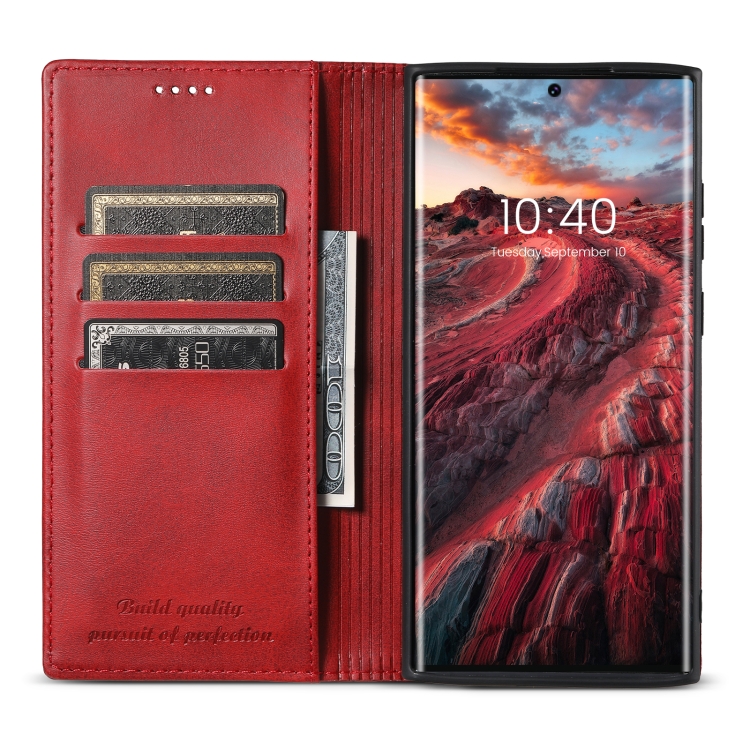 For Samsung Galaxy S23 Ultra 5G Suteni Calf Texture Horizontal Flip Leather Phone Case(Red) For Samsung Galaxy S23 Ultra 5G Suteni Calf Texture Horizontal Flip Leather Phone Case(Red)