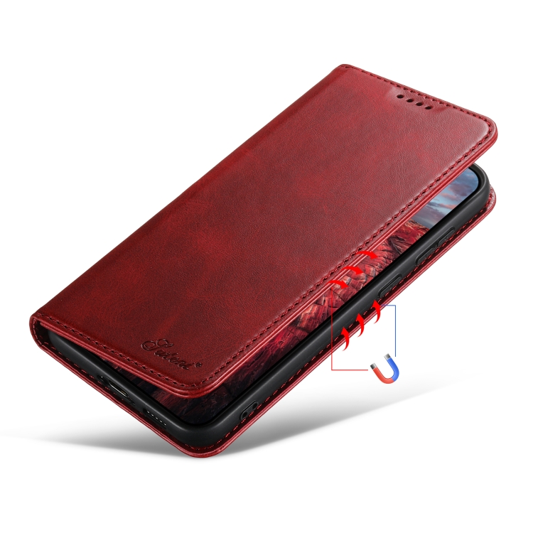 For Samsung Galaxy S24 Ultra 5G Suteni Calf Texture Horizontal Flip Leather Phone Case(Red) For Samsung Galaxy S24 Ultra 5G Suteni Calf Texture Horizontal Flip Leather Phone Case(Red)