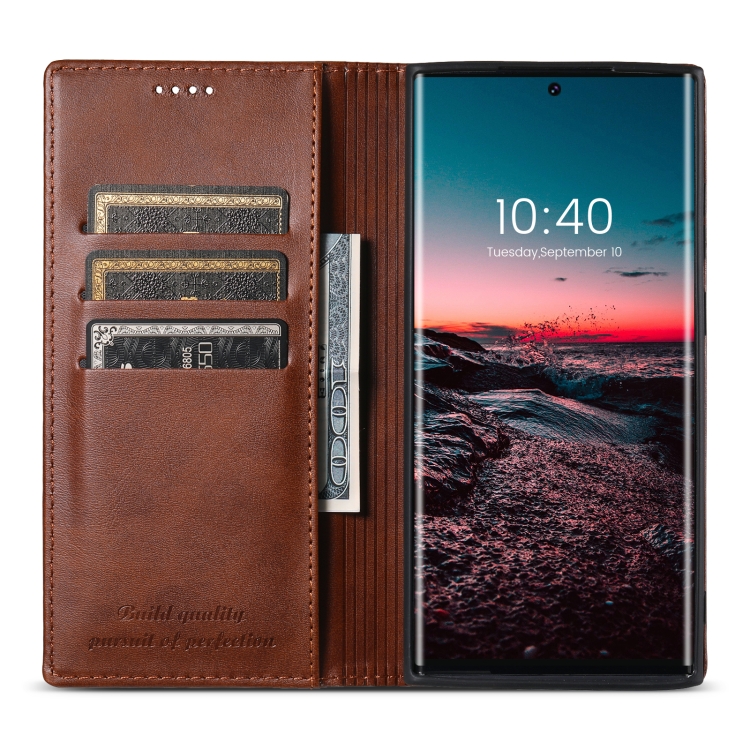 For Samsung Galaxy S23 FE 5G Suteni Calf Texture Horizontal Flip Leather Phone Case(Brown) For Samsung Galaxy S23 FE 5G Suteni Calf Texture Horizontal Flip Leather Phone Case(Brown)