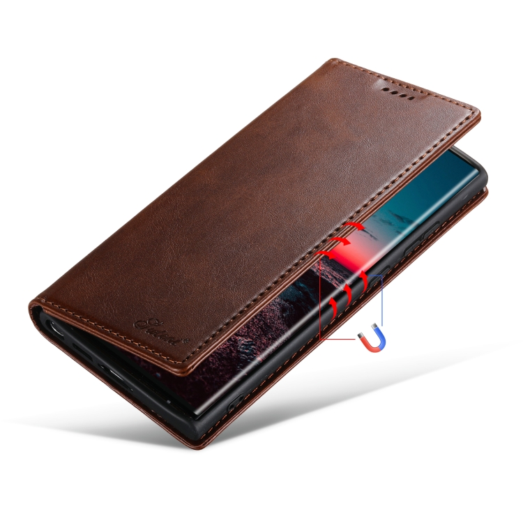 For Samsung Galaxy S23 FE 5G Suteni Calf Texture Horizontal Flip Leather Phone Case(Brown) For Samsung Galaxy S23 FE 5G Suteni Calf Texture Horizontal Flip Leather Phone Case(Brown)