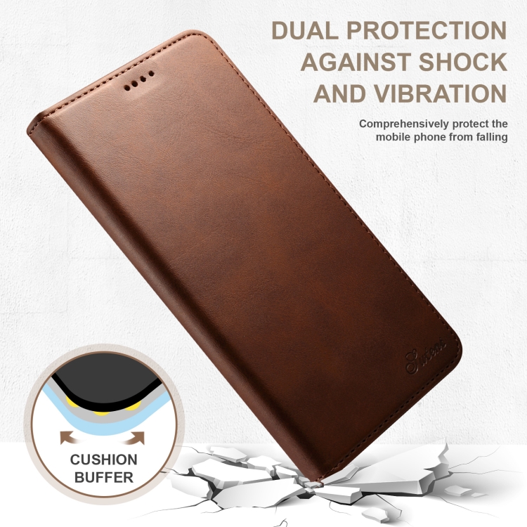 For Samsung Galaxy S23 FE 5G Suteni Calf Texture Horizontal Flip Leather Phone Case(Brown) For Samsung Galaxy S23 FE 5G Suteni Calf Texture Horizontal Flip Leather Phone Case(Brown)