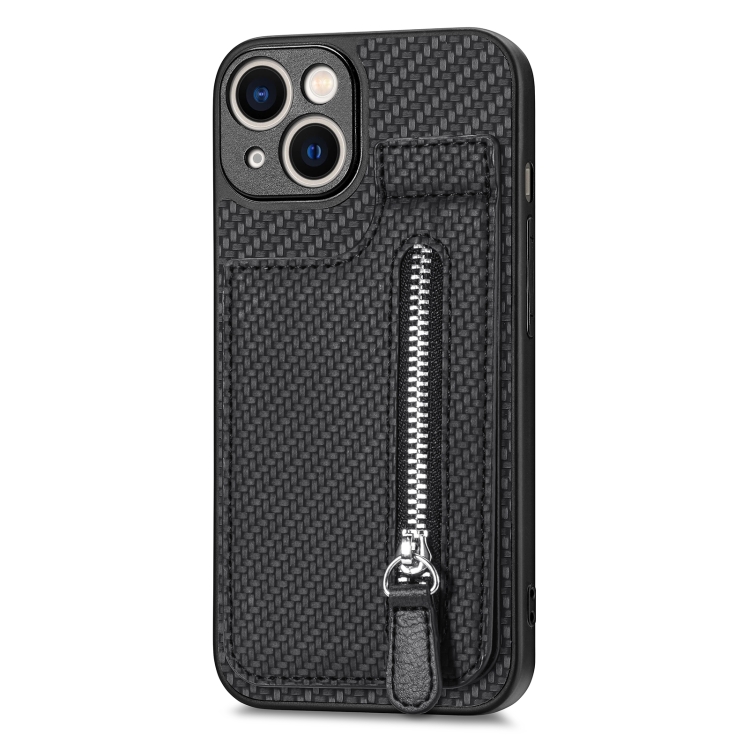 For iPhone 13 mini Carbon Fiber Vertical Flip Zipper Phone Case(Black) For iPhone 13 mini Carbon Fiber Vertical Flip Zipper Phone Case(Black)