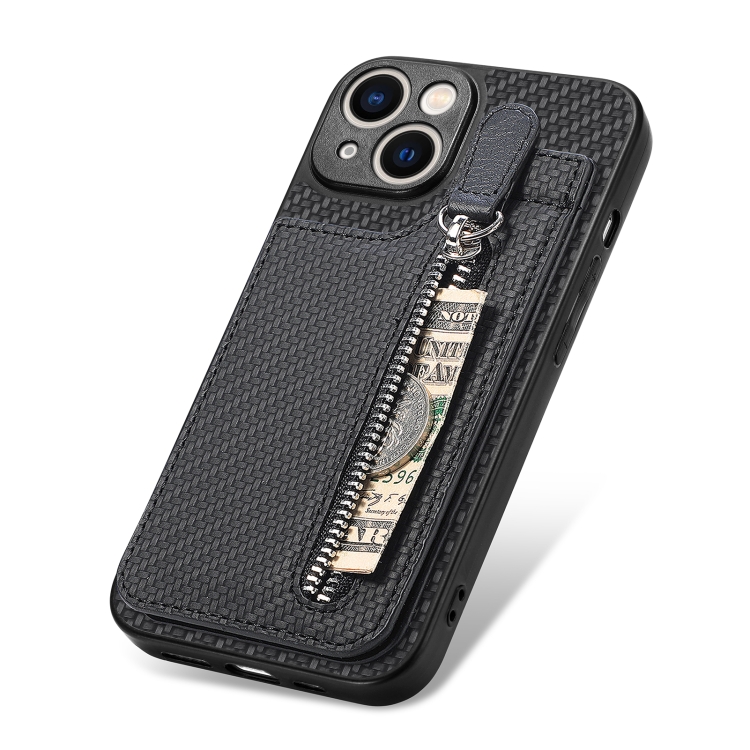 For iPhone 13 mini Carbon Fiber Vertical Flip Zipper Phone Case(Black) For iPhone 13 mini Carbon Fiber Vertical Flip Zipper Phone Case(Black)