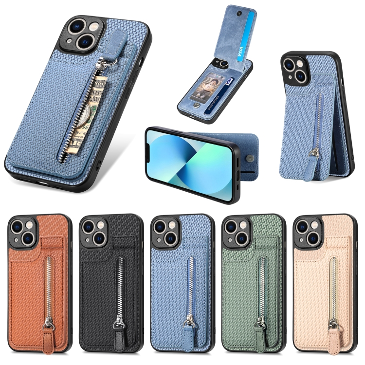 For iPhone 13 mini Carbon Fiber Vertical Flip Zipper Phone Case(Black) For iPhone 13 mini Carbon Fiber Vertical Flip Zipper Phone Case(Black)