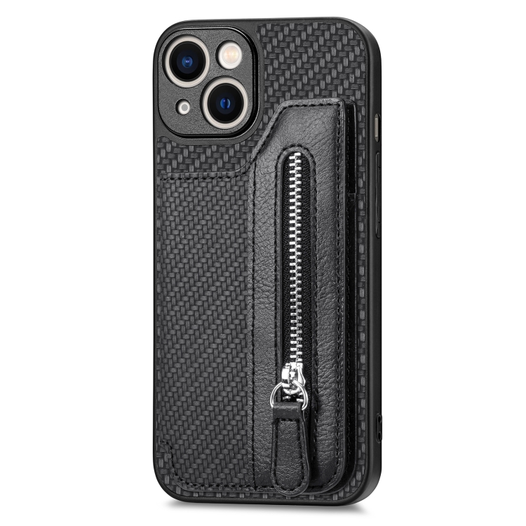 For iPhone 13 mini Carbon Fiber Horizontal Flip Zipper Wallet Phone Case(Black) For iPhone 13 mini Carbon Fiber Horizontal Flip Zipper Wallet Phone Case(Black)