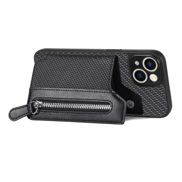For iPhone 13 mini Carbon Fiber Horizontal Flip Zipper Wallet Phone Case(Black) For iPhone 13 mini Carbon Fiber Horizontal Flip Zipper Wallet Phone Case(Black)