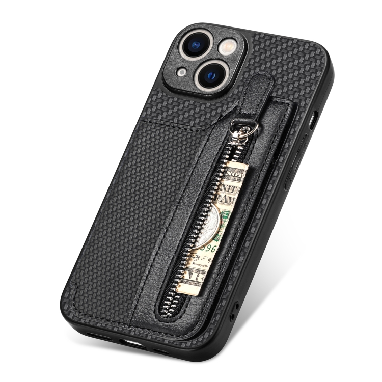 For iPhone 13 mini Carbon Fiber Horizontal Flip Zipper Wallet Phone Case(Black) For iPhone 13 mini Carbon Fiber Horizontal Flip Zipper Wallet Phone Case(Black)