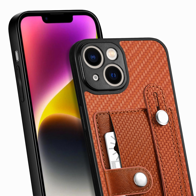 For iPhone 14 Wristband Kickstand Card Wallet Back Cover Phone Case with Tool Knife(Black) For iPhone 14 Wristband Kickstand Card Wallet Back Cover Phone Case with Tool Knife(Black)