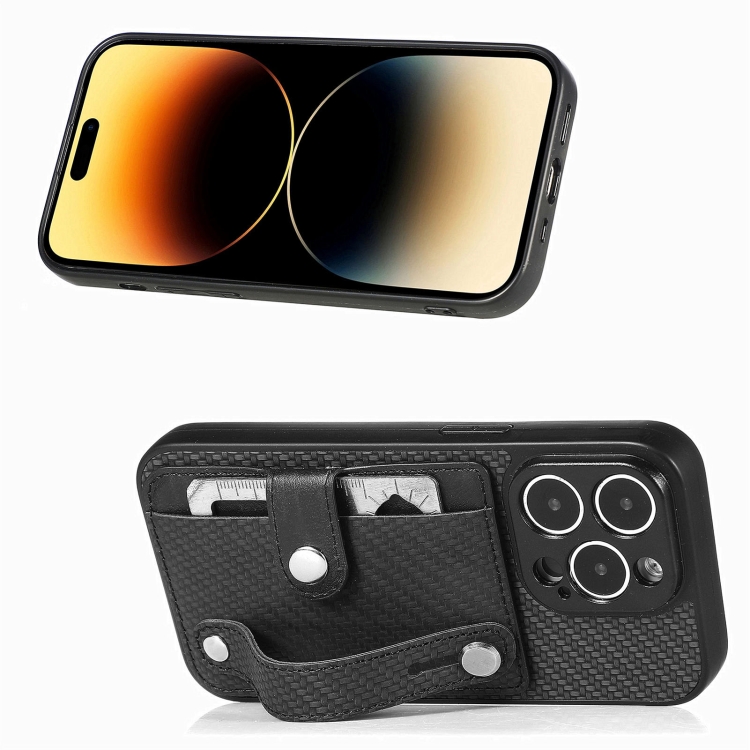 For iPhone 14 Pro Max Wristband Kickstand Card Wallet Back Cover Phone Case with Tool Knife(Black) For iPhone 14 Pro Max Wristband Kickstand Card Wallet Back Cover Phone Case with Tool Knife(Black)